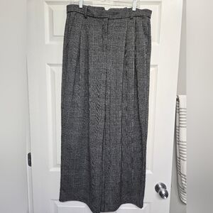 H&M Black and Gray Plaid Wide Leg Trousers